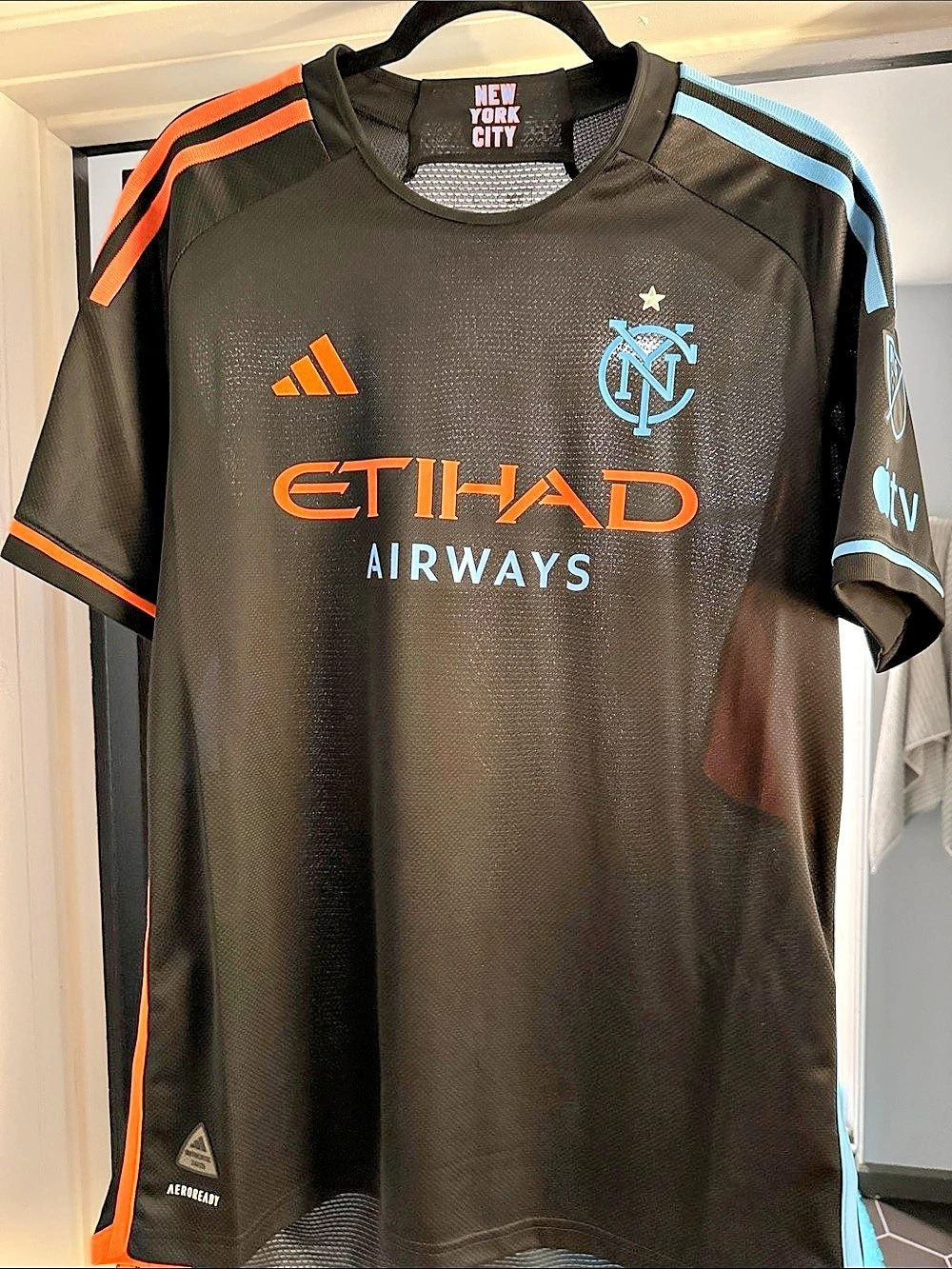 adidas New York City FC 2024-25 Away "24/7 Kit" Replica Jersey Black & Orange